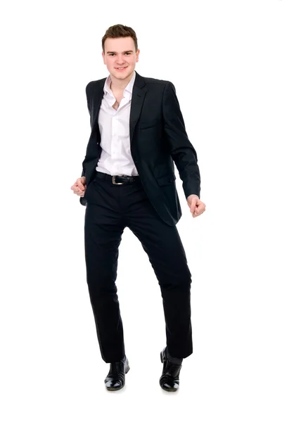 Young man in suit dancing — Stock Photo, Image