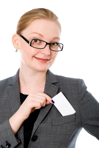 Retrato de uma mulher de negócios com cartão de crédito — Fotografia de Stock