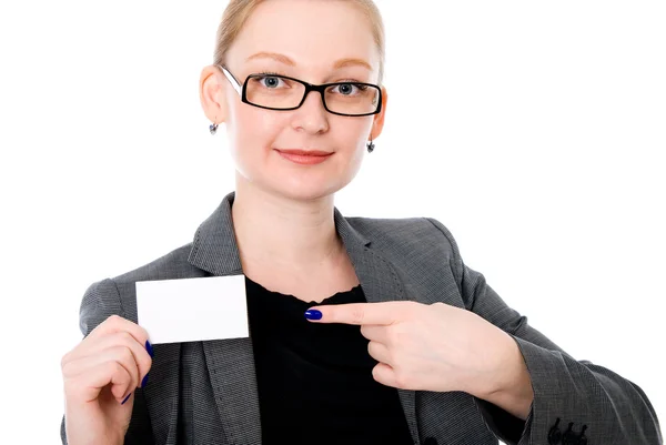 Bank werknemer met een credit card. — Stockfoto