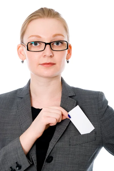 Retrato de uma mulher de negócios com cartão de crédito — Fotografia de Stock