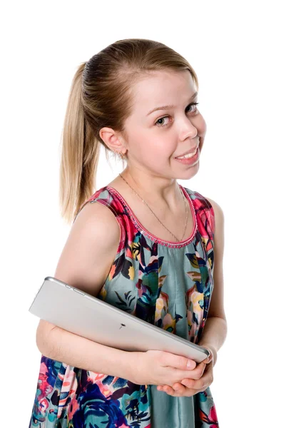 Young girl with tablet computer — Stock Photo, Image