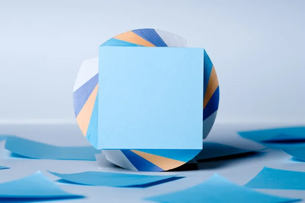 Block of sheets for notes with a blank sheet of blue — Stock Photo, Image