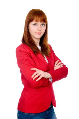Kendine güvenen iş Kızıl saçlı kız portresi