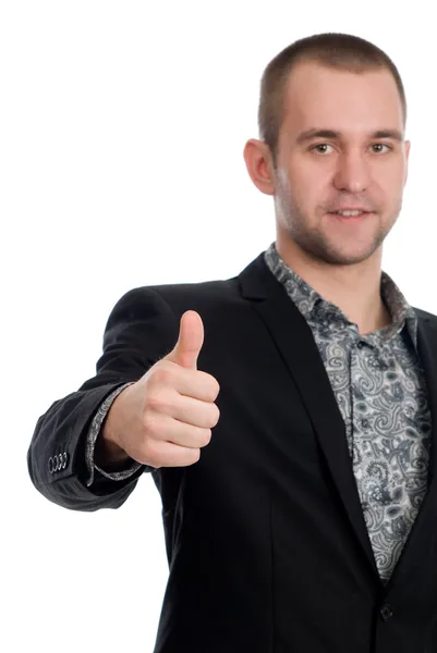 Smiling businessman with thumb up — Stock Photo, Image