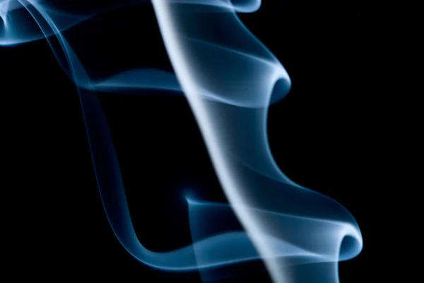 Blue waves of smoke on black background — Stock Photo, Image