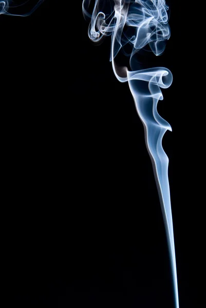 A stream of blue smoke on a black background — Stock Photo, Image