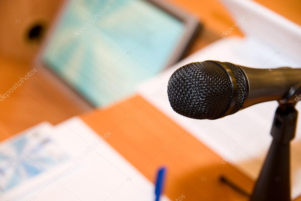 Microphone on the table in the conference room