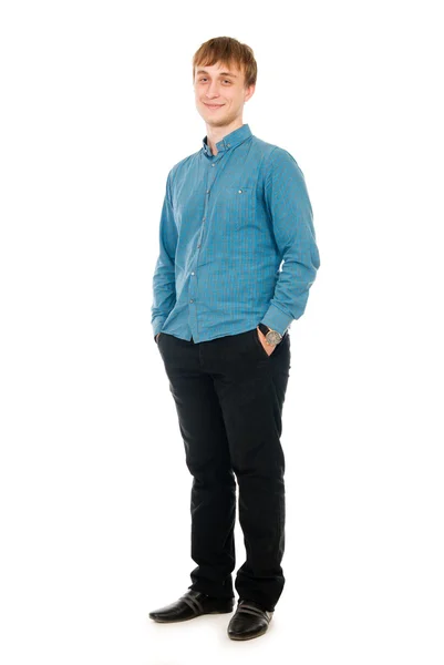 Happy smiling young man standing full length — Stock Photo, Image