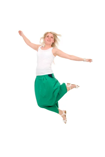Счастливая прыгучая девушка. — стоковое фото