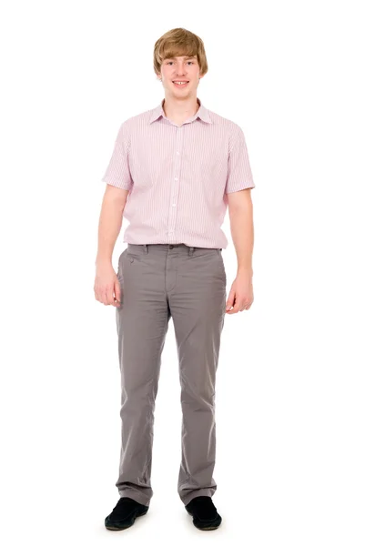 Happy young man standing full length — Stock Photo, Image