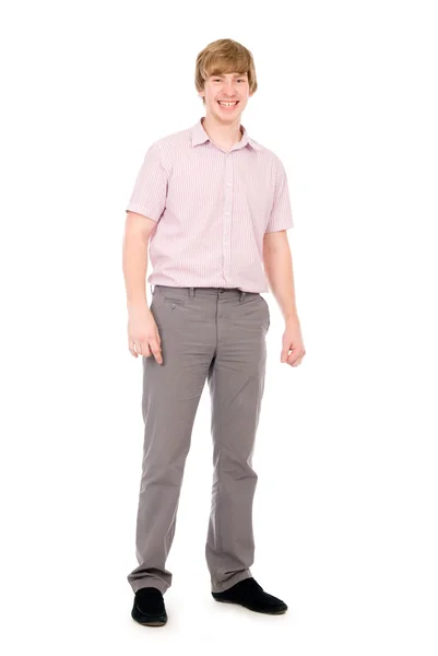 Happy young man standing full length — Stok Foto