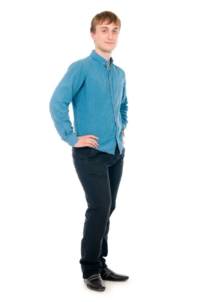 Happy smiling young man standing full length — Stock Photo, Image