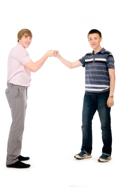 Two students bumping fists — Stock Photo, Image