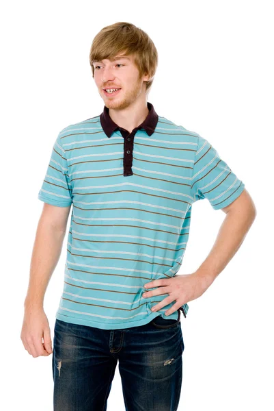 A young man talking and looking to the side — Stock Photo, Image
