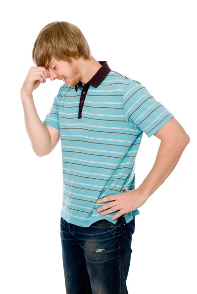 Pensive young man in a pose of a thinker — Stock Photo, Image