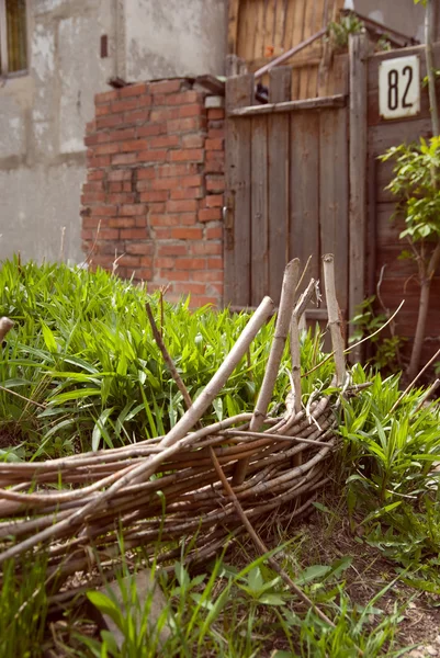 Wicker fence for plants — Stock Photo, Image