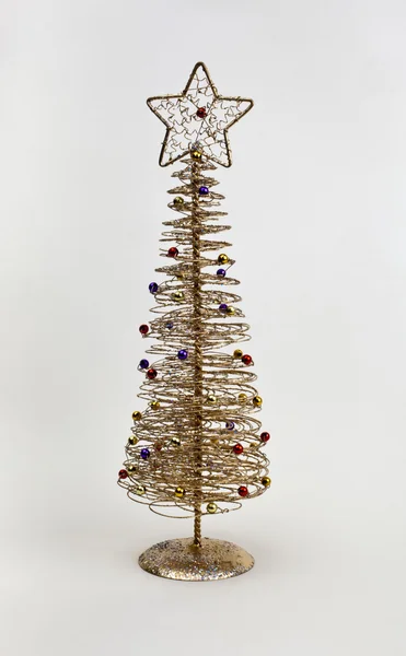Zlatý drát vánoční strom — Stock fotografie