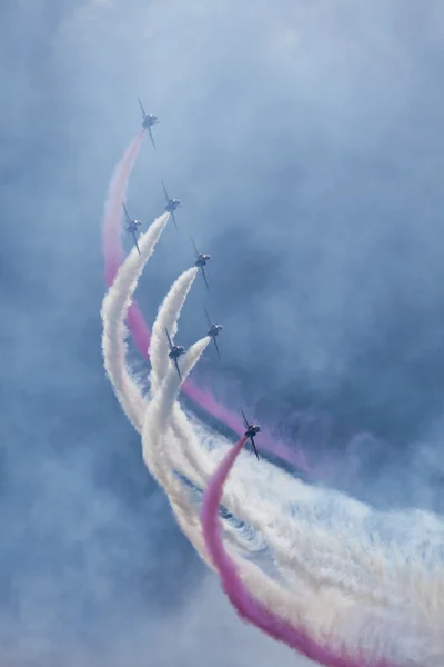 Aerobatic team with smoke trails — Stock Photo, Image