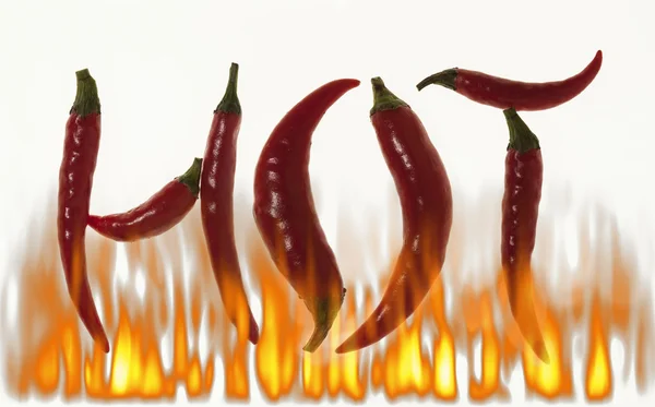 Pimentas vermelhas quentes queimando — Fotografia de Stock