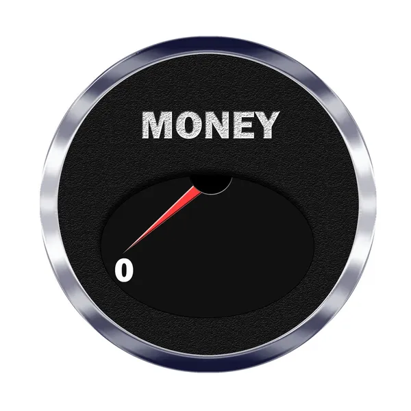 Money meter reading zero — Stock Photo, Image
