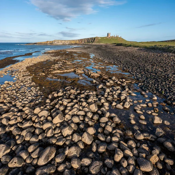 Dunstanburgh Castle North Evening Light Elevated View — Photo