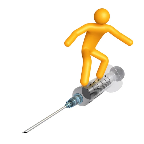 Stick figure on syringe — Stock Photo, Image