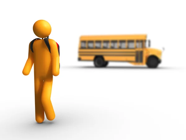 Afstappen van de bus van de school — Stockfoto