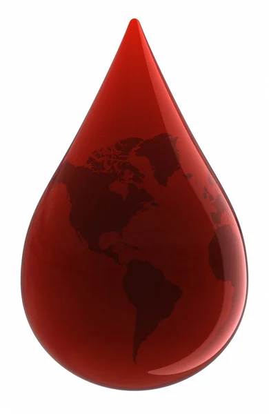 Blood Drop with World Map — Stock Photo, Image