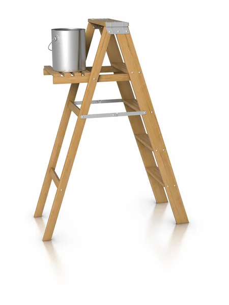 Stap ladder en verf emmer — Stockfoto