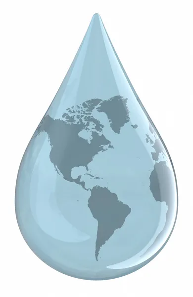 Water droplet with World Map — Stock Photo, Image