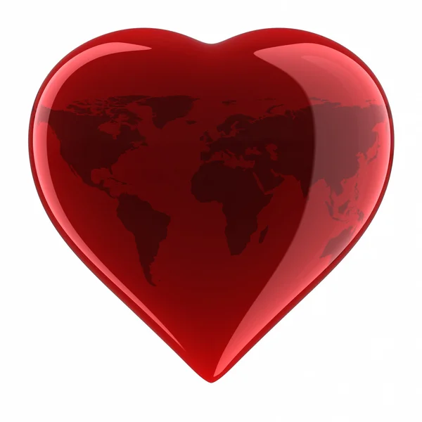 Forma do coração com mapa do mundo Imagens Royalty-Free