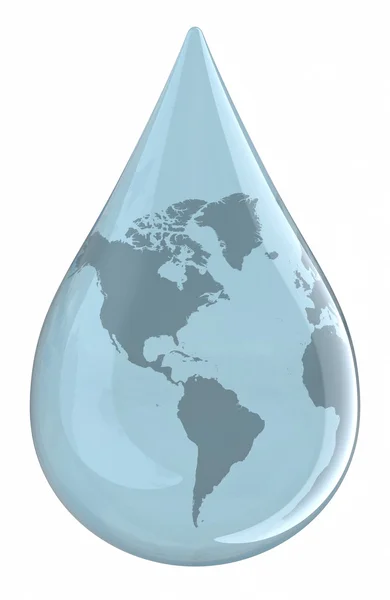 Vatten droplet med världskarta Royaltyfria Stockfoton