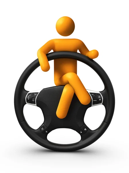 Sitting on Steering wheel — Stock Photo, Image