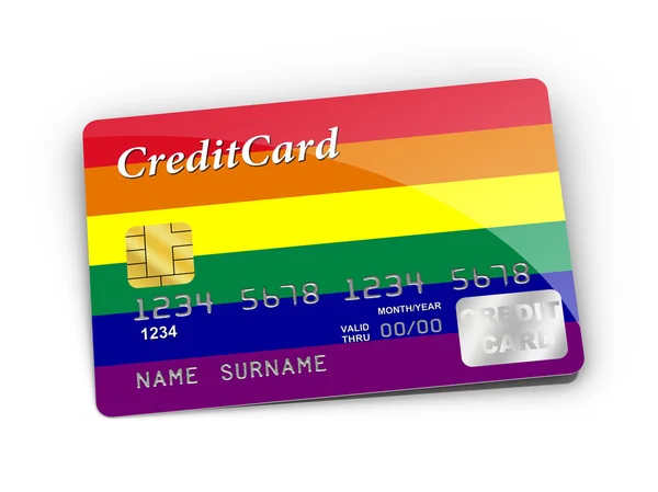 Kreditní karta s Duhová vlajka. — Stock fotografie