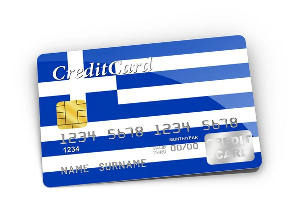 Creditcard bedekt met Griekse vlag — Stockfoto
