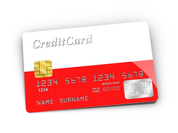 Tarjeta de crédito cubierta con bandera polaca . —  Fotos de Stock
