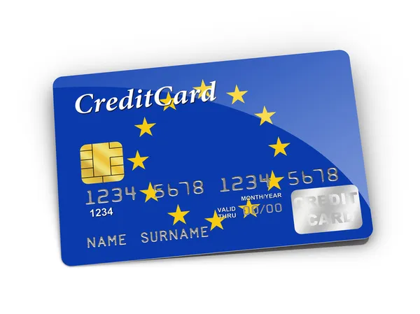 Creditcard bedekt met Europese vlag. — Stockfoto