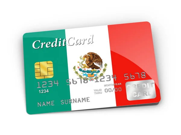 Credit Card covered with Mexico flag. — Stock Photo, Image