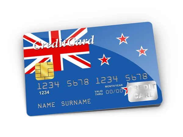 Creditcard bedekt met vlag van Nieuw-Zeeland. — Stockfoto