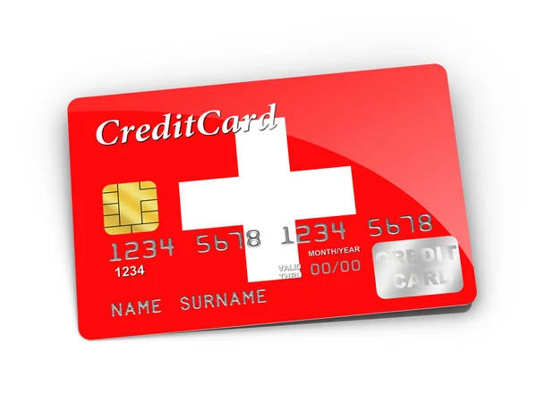 Credit Card covered with switzerland flag. — Stock Photo, Image