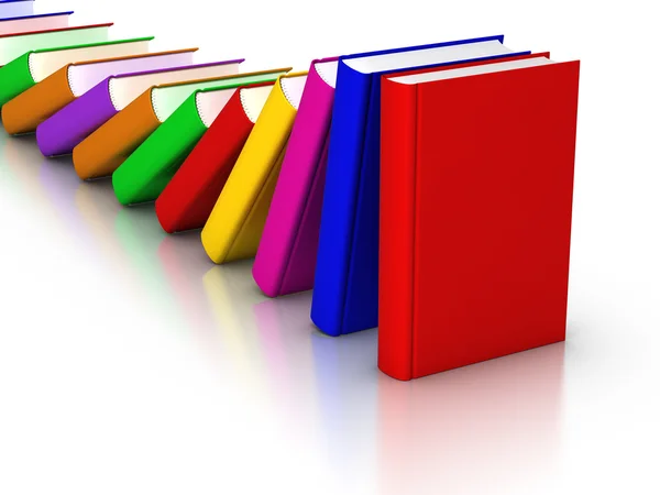 Livros coloridos Efeito dominó — Fotografia de Stock