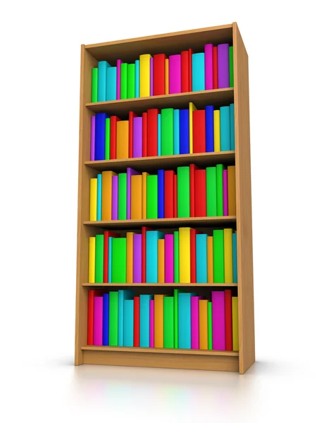 Πολύχρωμα βιβλία στη βιβλιοθήκη — Φωτογραφία Αρχείου