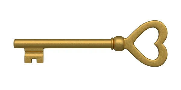 Heart Shaped Golden Skeleton Key — Stock Photo, Image