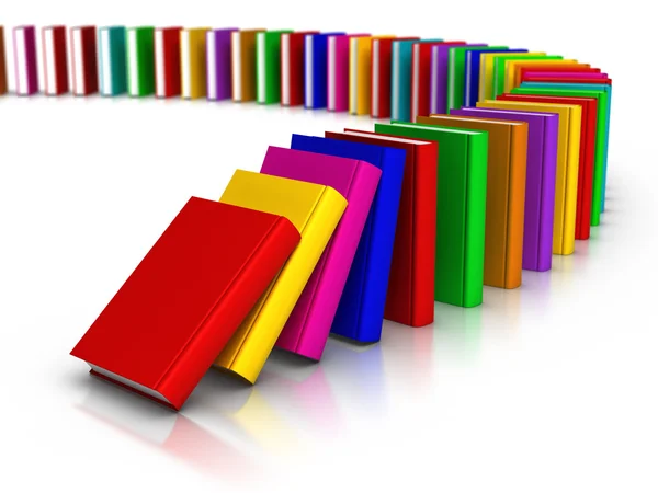 Row of Colourful Books Domino Effect — Stock Photo, Image