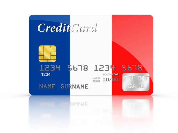 Kreditní karty pokryté francouzskou vlajkou. — Stock fotografie