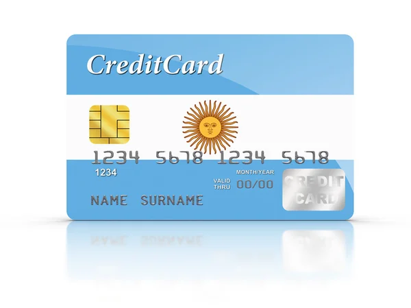 Creditcard bedekt met Argentinië vlag. — Stockfoto