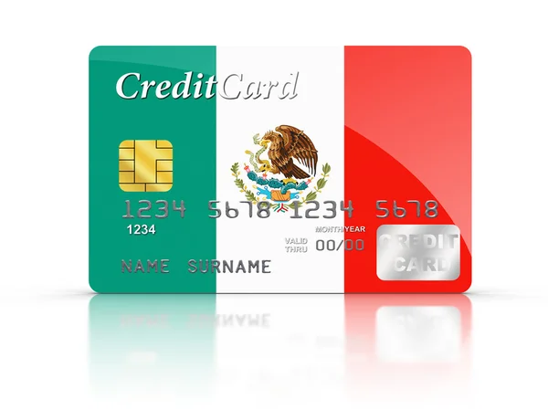 Creditcard bedekt met mexico vlag. — Stockfoto