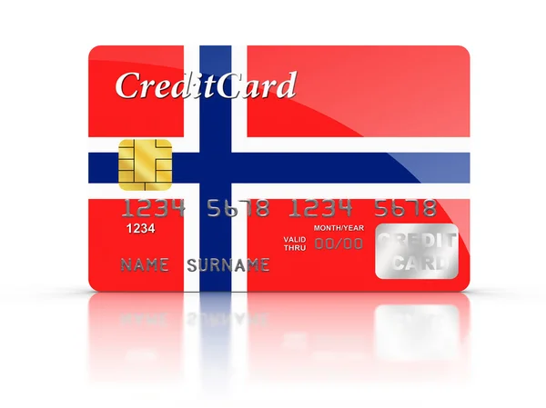 Credit Card covered with Norwegian flag. — Stock Photo, Image