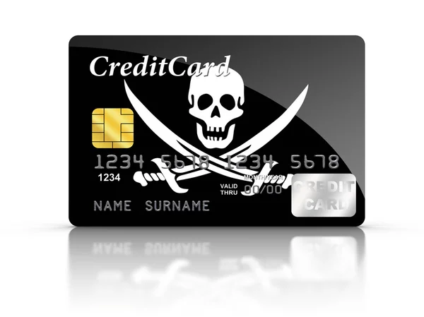 Creditcard bedekt met piraat vlag. — Stockfoto