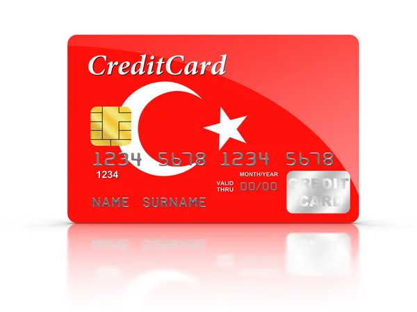 Creditcard bedekt met Turkse vlag. — Stockfoto